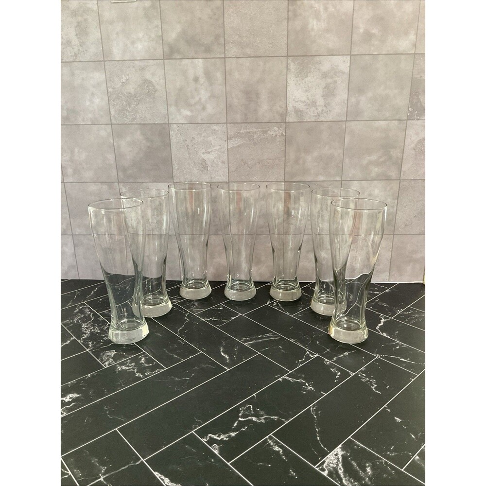 Pilsner 9.25” X 3.25” Mouth Glasses, Set of 7 Great Shape